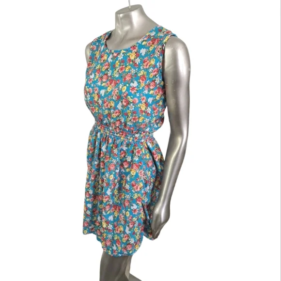 🪻BOGO🪻 Floral Sleeveless Dress Size Large Elastic Waist - Picture 3 of 9